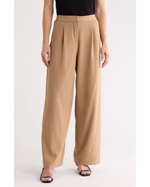 Max Studio Woven Pleat Front Pants - Natural