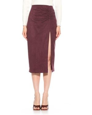 Alexia Admor Zayla Faux Suede Pencil Skirt - Red