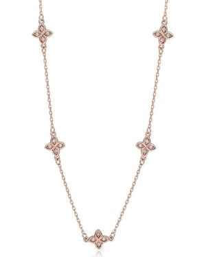 Suzy Levian Cubic Zirconia Flower Station Necklace - Blue