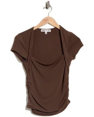 Madden Girl Layered Ruched Top - Brown