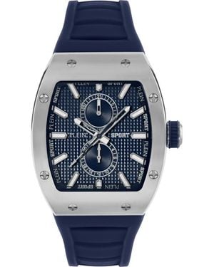 Philipp Plein Stormbreaker Three Hand Quartz Silicone Strap Watch, 43Mmx 52Mm - Blue