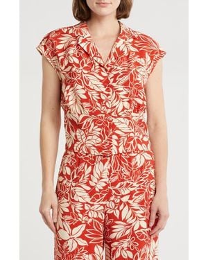 Pleione Patterned Camp Shirt - Red