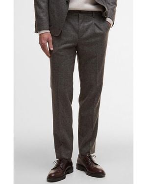 Barbour Kensington Pleated Glen Check Wool Blend Flannel Suit Pants - Gray