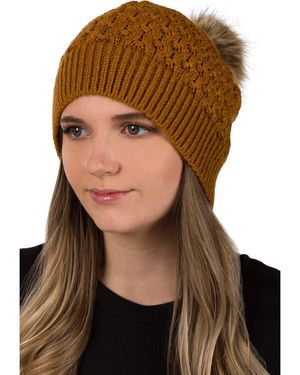 Patricia Nash Faux Fur Pompom Beanie - Brown