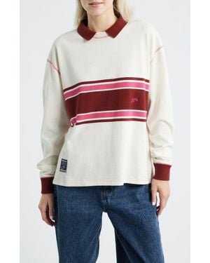 Damson Madder Stripe Organic Cotton Rugby Top - Red