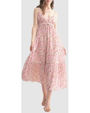 Lush Tiered Maxi Dress - Pink