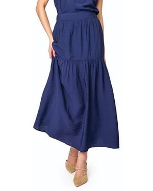 Gibsonlook Playa Floral Tiered High Waist Maxi Skirt - Blue