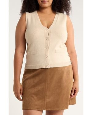Max Studio V-Neck Sweater Vest - Brown