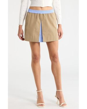 Astr Alycia Slit Miniskirt - Natural
