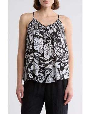 Elan Floral Flowy Cover-Up Camisole - Black