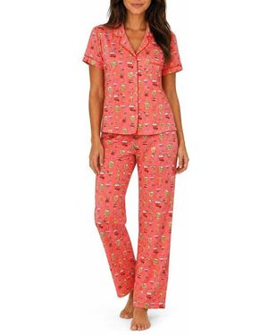 LOFT Floral Notch Collar Pajama Set - Red