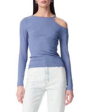 Robert Rodriguez Charlie Cold Shoulder Cutout Long Sleeve Top - Blue