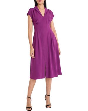 Maggy London Cap Sleeve Pleated Waist Fit & Flare Midi Dress - Purple