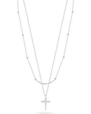 Chloe and Madison Pavé Cz Cross Layered Necklace - Metallic