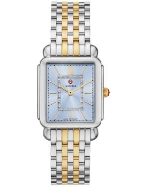 Michele Deco Ii Diamond Two-Tone Bracelet Watch, 43Mm - Blue