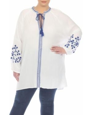 Boho Me Embroidered Tunic Top - White