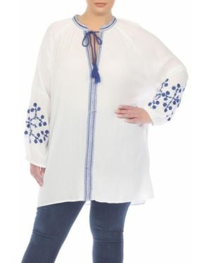 Boho Me Embroidered Tunic Top - White