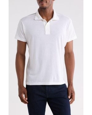 BUCK MASON Cool Cotton & Cashmere Blend Knit Polo - White