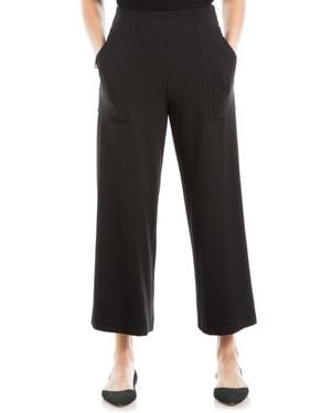 Max Studio Ponte Crop Wide Leg Pull-On Pants - Black
