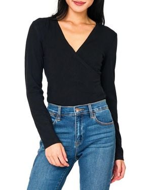 Gibsonlook Surplice Ponte Bodysuit - Black