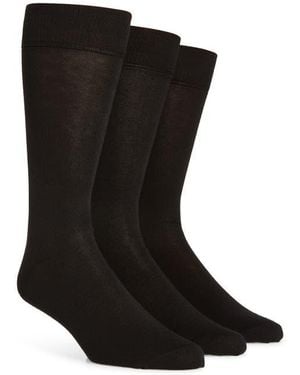 Lorenzo Uomo Assorted 3-Pack Cotton Blend Dress Socks - Black