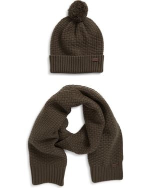 Barbour Ramside Beanie & Scarf Set - Brown
