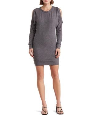 Go Couture Cold Shoulder Long Sleeve Body-Con Dress - Gray