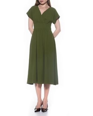 Alexia Admor Ava Short Sleeve Fit & Flare Midi Dress - Green