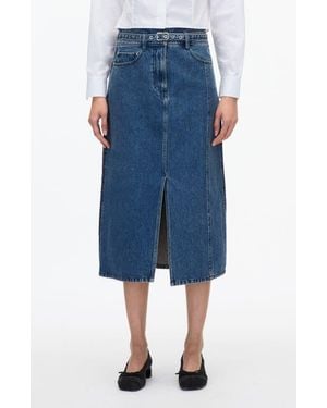 3.1 Phillip Lim A-Line Denim Midi Skirt - Blue