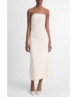 Vince Ruched Strapless Midi Dress - White