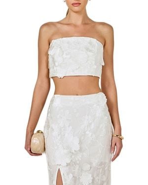 Endless Rose Embroidered Flower Strapless Top & Maxi Skirt Set - White