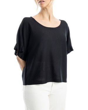 Max Studio Flutter Sleeve Sweater - Black