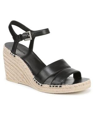 Vince Gwen Ankle Strap Espadrille Platform Wedge Sandal - Black