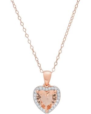 Queen Jewels Cubic Zirconia Halo Heart Pendant Necklace - White