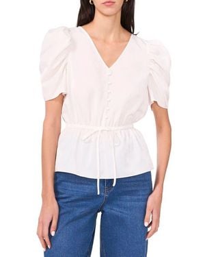 1.STATE V-Neck Tie Waist Top - White