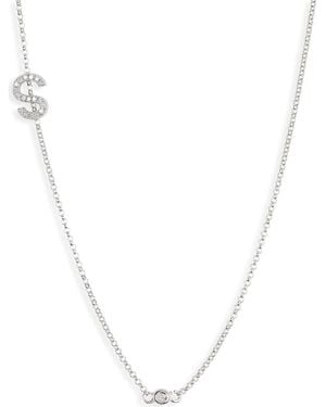 Meshmerise Bezel Diamond Initial Chain Necklace - White