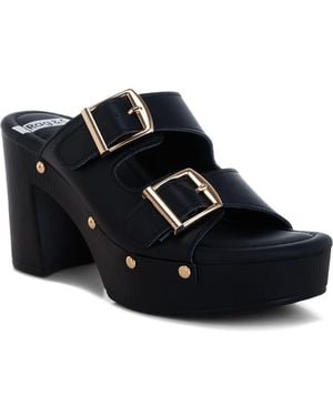 Rag & Co Kenna Double Buckle Strap Platform Sandal - Black
