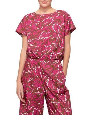 MELLODAY Poplin Banded Hem Top - Red