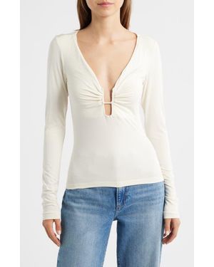 GOOD AMERICAN U-Wire Long Sleeve Jersey Top - White