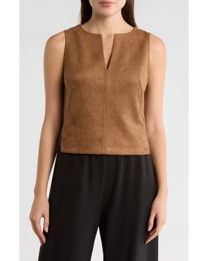 Max Studio Sleeveless Faux Suede Top - Brown