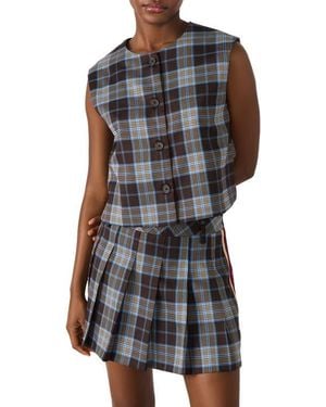 Steve Madden Alessa Sleeveless Plaid Shirt - Black