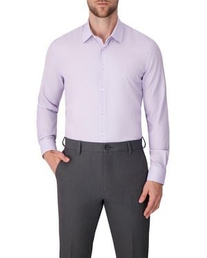 Report Collection Chevron Print Slim Fit Stretch Dress Shirt - Gray