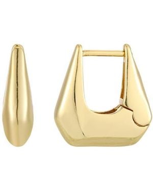 Adornia 14K Plated Geometric Hoop Earrings - Metallic
