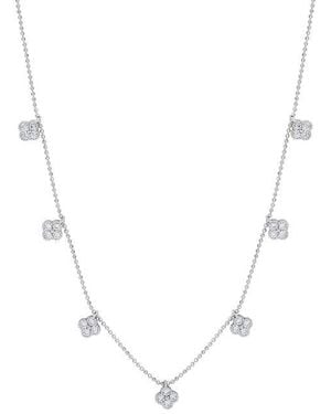 Suzy Levian Cubic Zirconia Pavé Clover Station Necklace - White