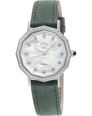 Gv2 Spello Ii Diamond Dial Leather Strap Watch, 36Mm - Gray