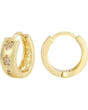Adornia Cubic Zirconia Heart & Star Huggie Hoop Earrings - Metallic