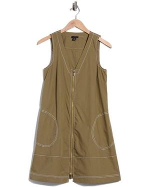Halogen® Sleeveless Zip Through A-Line Minidress - Natural