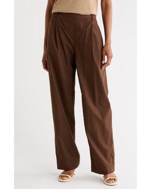 Vince Pleated Pull-On Pants - Brown