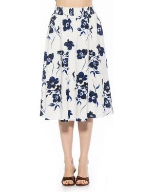 Alexia Admor Kliene Floral Smocked A-Line Skirt - Blue