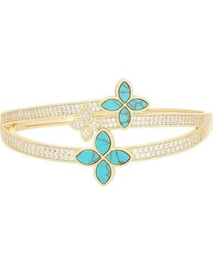 Juvell Floral Cubic Zirconia Bypass Bangle - Blue